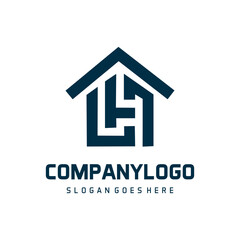 initial lh real estate logo vectir