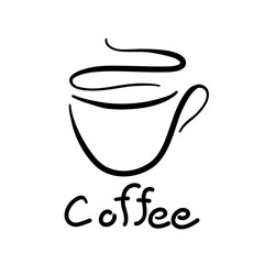 Coffee ,brush calligraphy, Handwritten ink lettering. Hand drawn design elements,Vector typography quote isolated on white background ,Vector illustration EPS 10