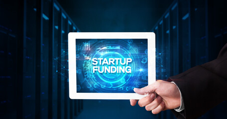 Person holding tablet, business concept