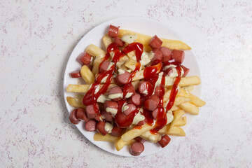 Homemade Peruvian Salchipapa Fries