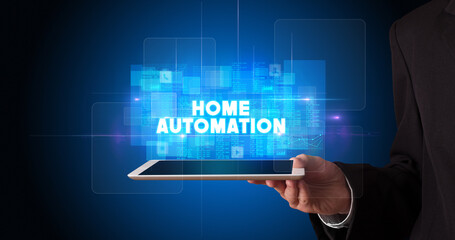 Person holding tablet, technology concept