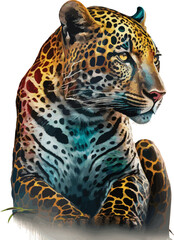 Colored Jaguar With Transparent Background