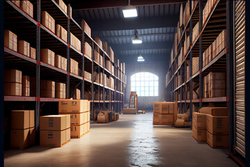 Riesige Lagerhalle - Effiziente Lagerwirtschaft und Logistik in Aktion - Generative Ai