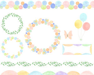 水彩の飾り罫&イラストセット