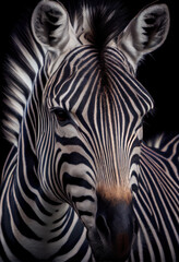 Fototapeta na wymiar Extremely detailed head close-up of a zebra