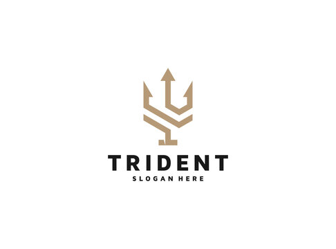trident sword elegant logo design