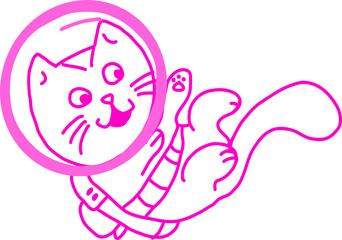 Pink cat in space