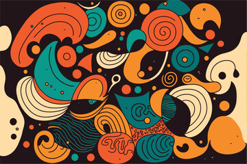 Vector hand drawn flat design abstract doodle pattern