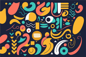 Vector hand drawn flat design abstract doodle pattern