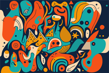 Fototapeta na wymiar Vector hand drawn flat design abstract doodle pattern