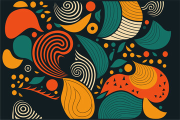 Vector hand drawn flat design abstract doodle pattern