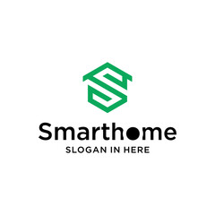 geometric letter s with home concept logo design