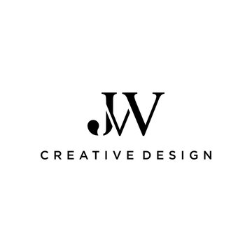 monogram luxury  letter JW logo design with script font