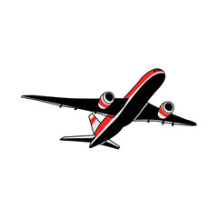 Naklejka na ściany i meble Red and white passenger airplane design