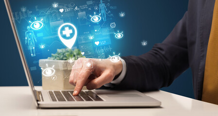 hand browsing on the internet for medical issues