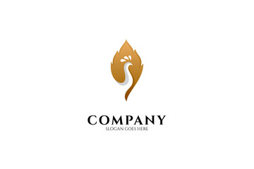 Simple Peacock logo in luxurious gold color