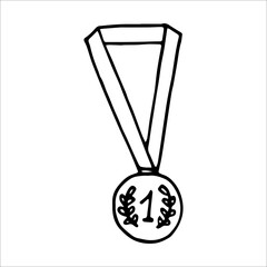 Medal doodle style vector illustration isolated on white
