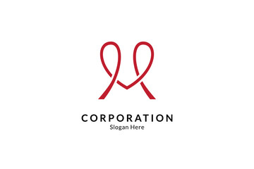 Minimalist Heart Logo Vector Design in red color