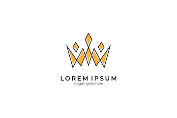 Simple crown logo design in linear style