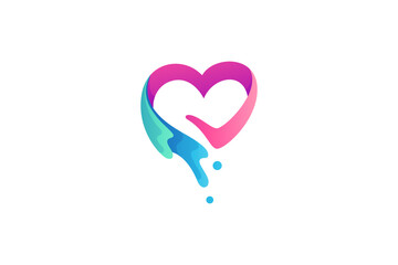 heart logo design with splash effect and check tick icon shape