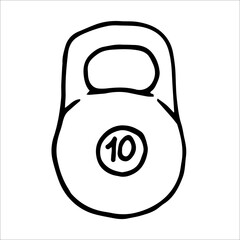 Kettlebell doodle style vector illustration isolated on white