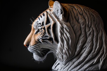 Majestic tiger marble statue with calm staring eyes