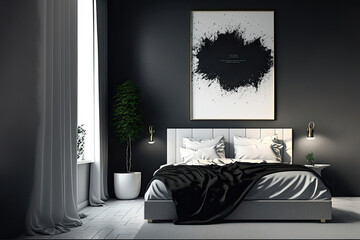 Eco-Modern Nature Retreat: A modern Living Room with Large Windows and nature decor. Generative AI