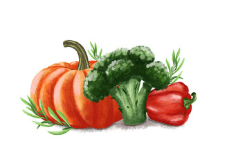 Watercolor vegetables