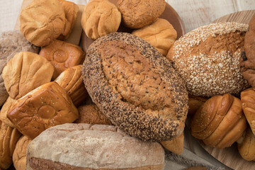 Freshly baked wheat bread loaf breakfast table
