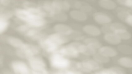 Abstract leaves shadow background with light bokeh falling on white wall and wallpaper texture. Grey and white smooth bokeh. Summer concept sunlight, for overlay on product presentation, mockup