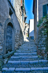 A narrow street in the historic center of Patrica, an old village in Lazio in the province of Frosinone, Italy.