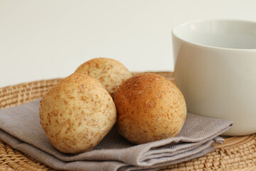 Close up Home Made whole wheat on white background
