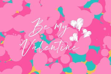 Fototapeta na wymiar Be My Valentine Happy Valentine's day card, red hearts and Be My Valentine lettering, vector illustration 