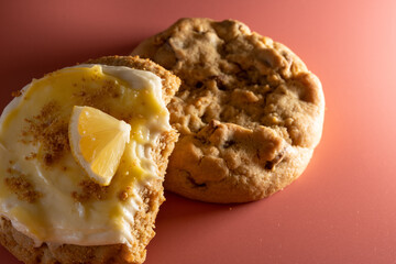 Gormet Lemon Cookie on a pink Background