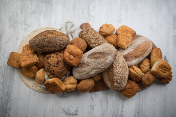 Freshly baked wheat bread loaf breakfast table