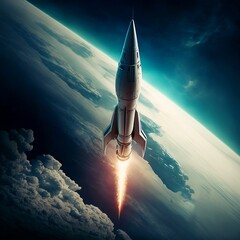 Fototapeta na wymiar rocket in space,digital art