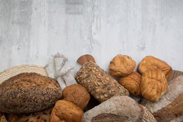 Freshly baked wheat bread loaf breakfast table