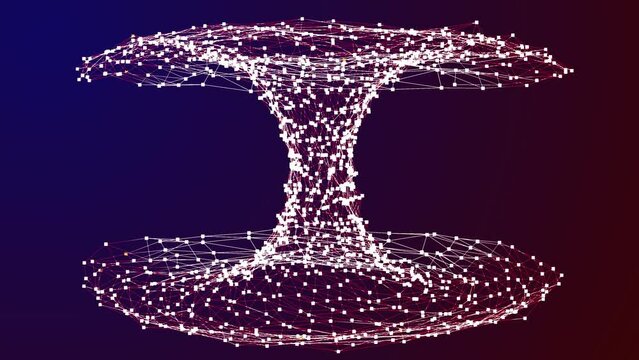 digital particles tunnel wave dots glow light space on plexus motion 3d pattern visual background