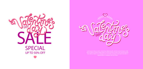 Lettering in retro style - Happy Valentine's Day. Valentine's Day Sale