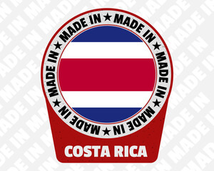 Made in Costa Rica vector badge, simple isolated icon with country flag, origin marking stamp sign design,