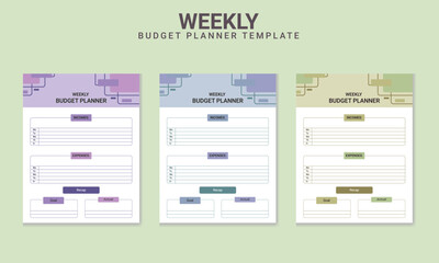 Weekly Budget Planner page Vector Template