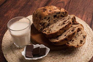 Freshly baked wheat bread loaf breakfast table