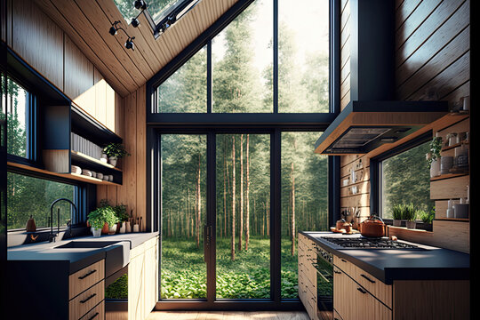 Eco-Friendly Cooking: A Kitchen with Natural Light and Sustainable Design. Generative AI