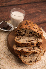 Freshly baked wheat bread loaf breakfast table