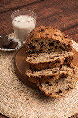 Freshly baked wheat bread loaf breakfast table