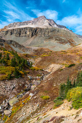 Beautiful View of Mountain Peak from Yankee Boy Basin in Colorado
