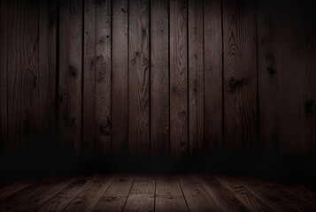 Dark Lustrous Wood Backdrop Background and Surface - Generative AI.