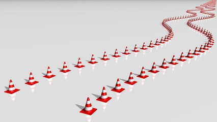 durch Verkehrskegel begrenzte Fahrbahn