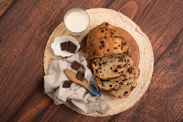 Freshly baked wheat bread loaf breakfast table
