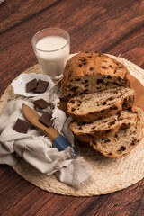 Freshly baked wheat bread loaf breakfast table